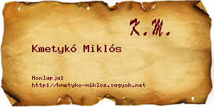Kmetykó Miklós névjegykártya