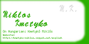 miklos kmetyko business card